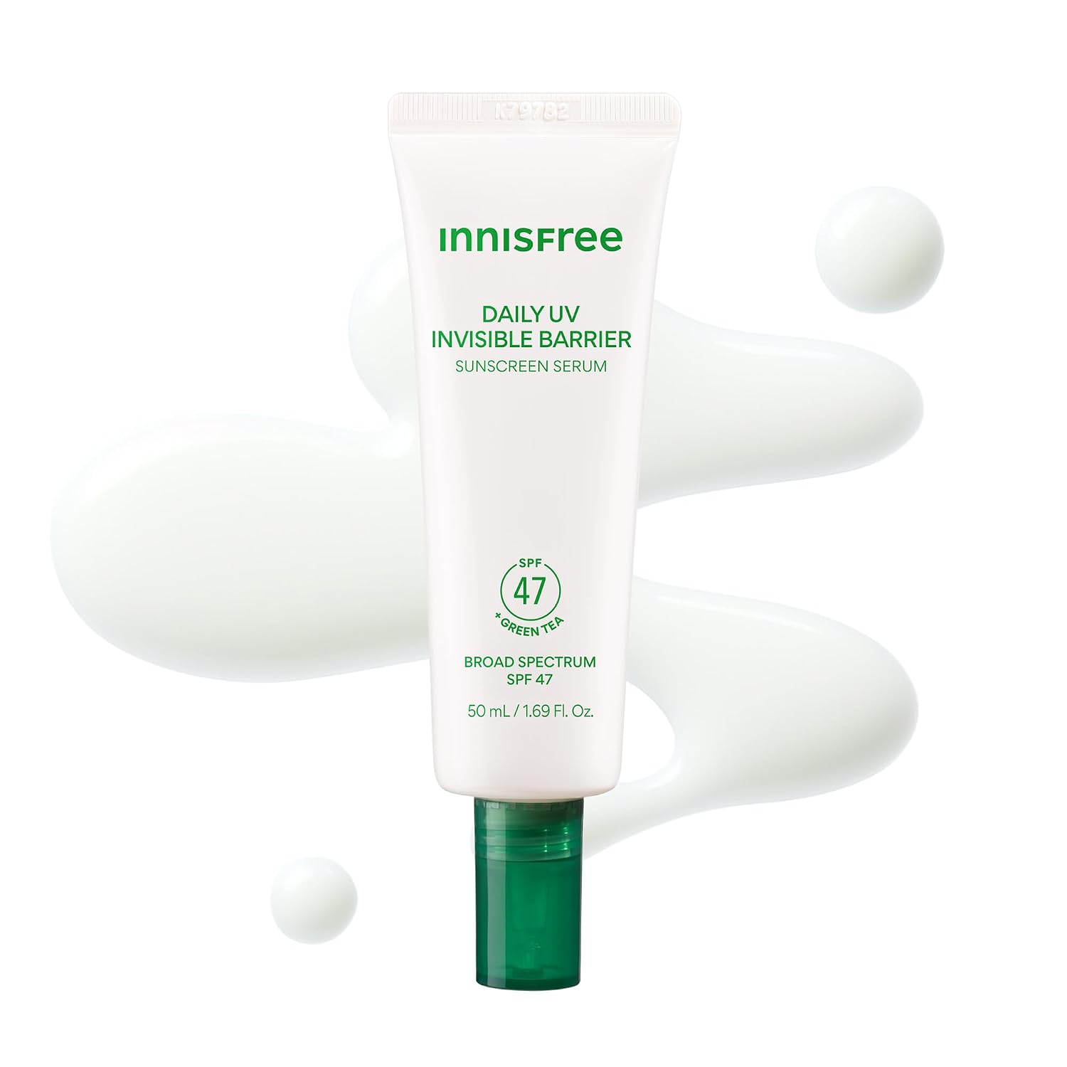 Innisfree Daily Uv Invisible Barrier Sunscreen Serum Broad Spectrum Spf 47 With Green Tea | Lightweight And Hydrating Korean Sunscreen For Face | Suitable For Sensitive Skin And All Skin Types