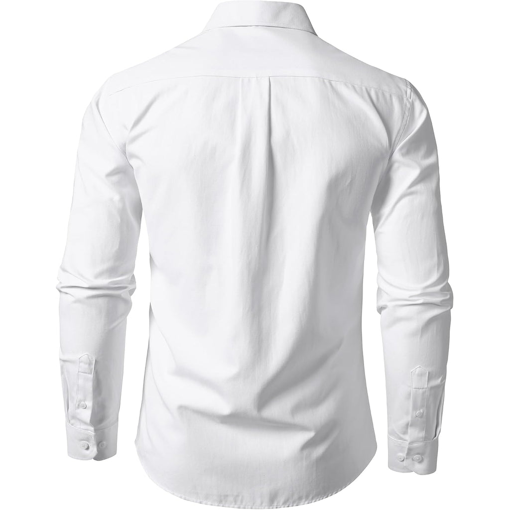 Lucmatton Men'S Lightweight Oxford Long Sleeve Button Down Shirt Business Casual Slim Fit Dress Shirts With Pocket