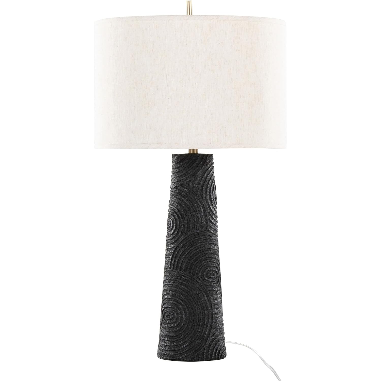 Lumisource Kona 31" Contemporary Polyresin Table Lamp In Matte Black Polyresin, Modern Brass And Natural Linen Shade From Grandview Gallery Set Of 2