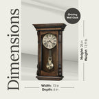 Howard Miller Agatha Wall Clock – Wooden Pendulum Clock With Triple-Chime Quartz Movement, Battery Operated, Acanthus Molding Detail