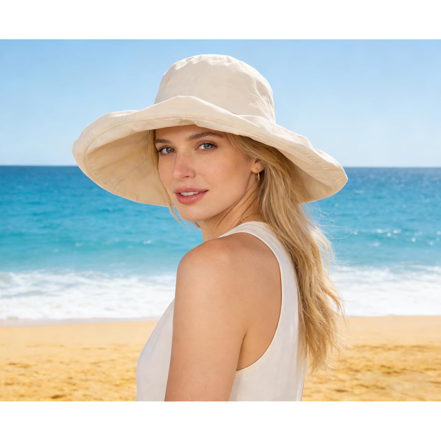 Women's Summer Sun Hat UV Sun Protection Wide Brim Beach Hats Packable Holiday Outdoor Bucket Hat