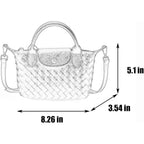 Mini Small Size Braided Luxury Leather Women'S Top Handle Handbag Fashion Travel Daily Satchel
