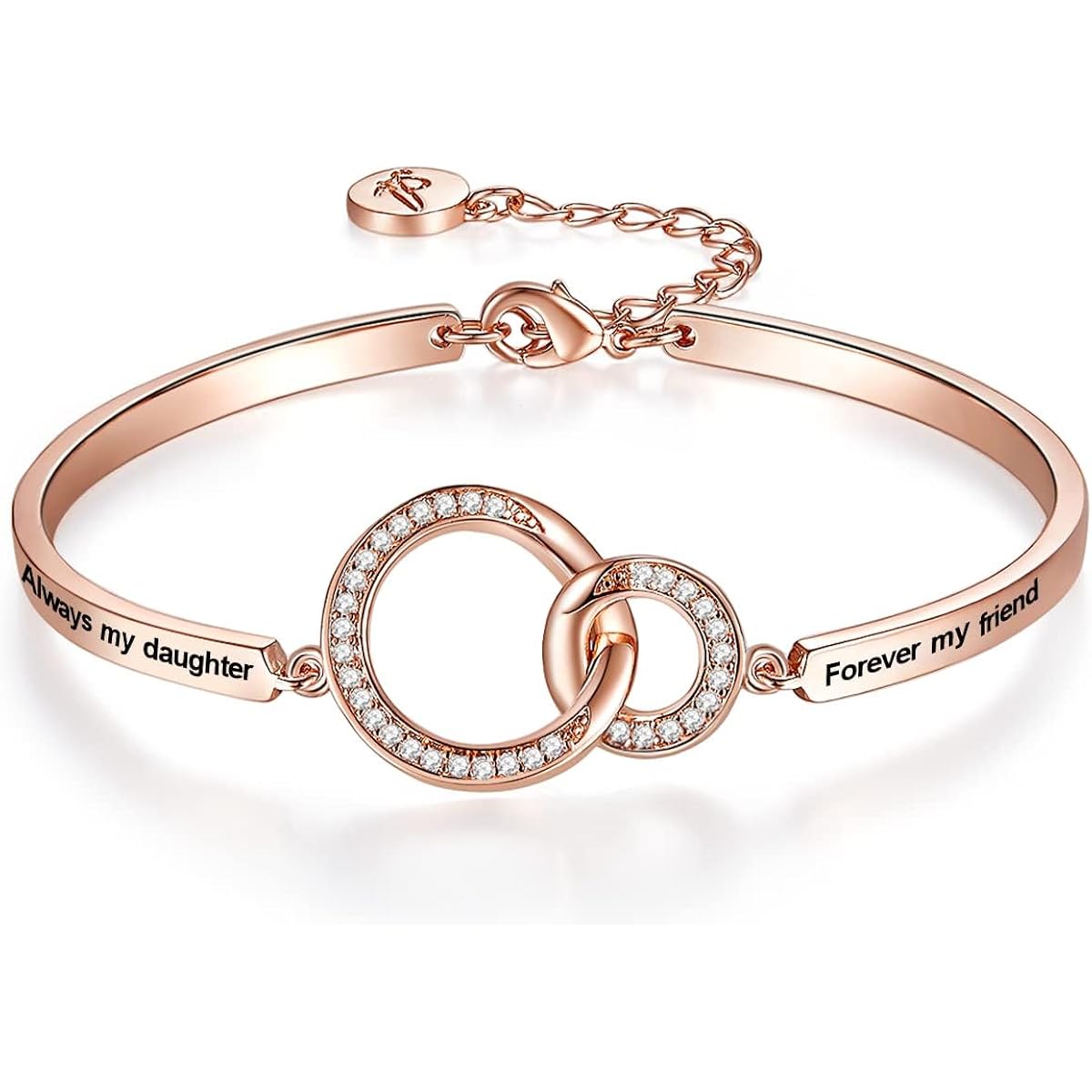 Mother's Day ‘Badass Daughter’ Gift, ‘Always My Daughter Forever My Friend’ Bangle Bracelet, ‘Mother/Father Daughter Forever Love’ Women Jewelry, Xmas Wedding Birthday Present from Dad Mom