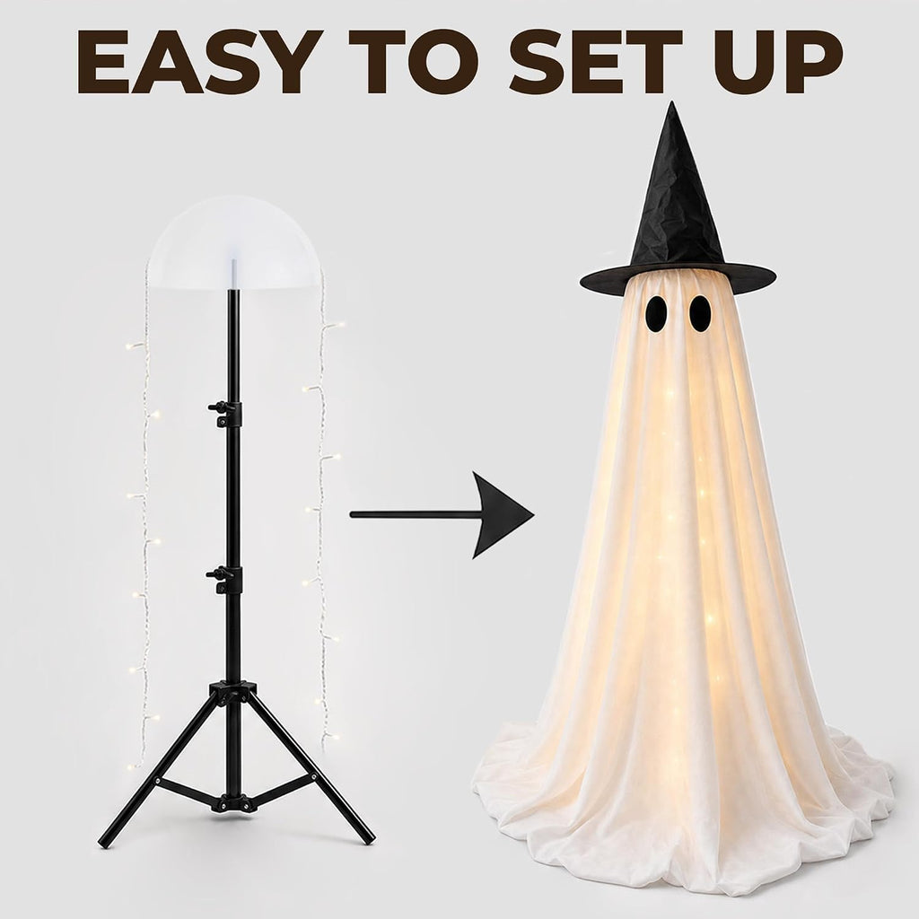 Halloween Decorations Indoor - 2 Pack Light Up Ghosts Easy To Assemble Adjustable Height Spooky Halloween Party Decorations For Porch Yard Mantel Home
