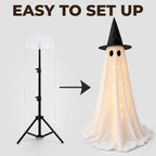 Halloween Decorations Indoor - 2 Pack Light Up Ghosts Easy To Assemble Adjustable Height Spooky Halloween Party Decorations For Porch Yard Mantel Home