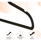 Amazon Basics Slim Velvet Non-Slip Space Saving Suit Clothes Hangers For Closet Organization, Black/Silver, 30-Pack