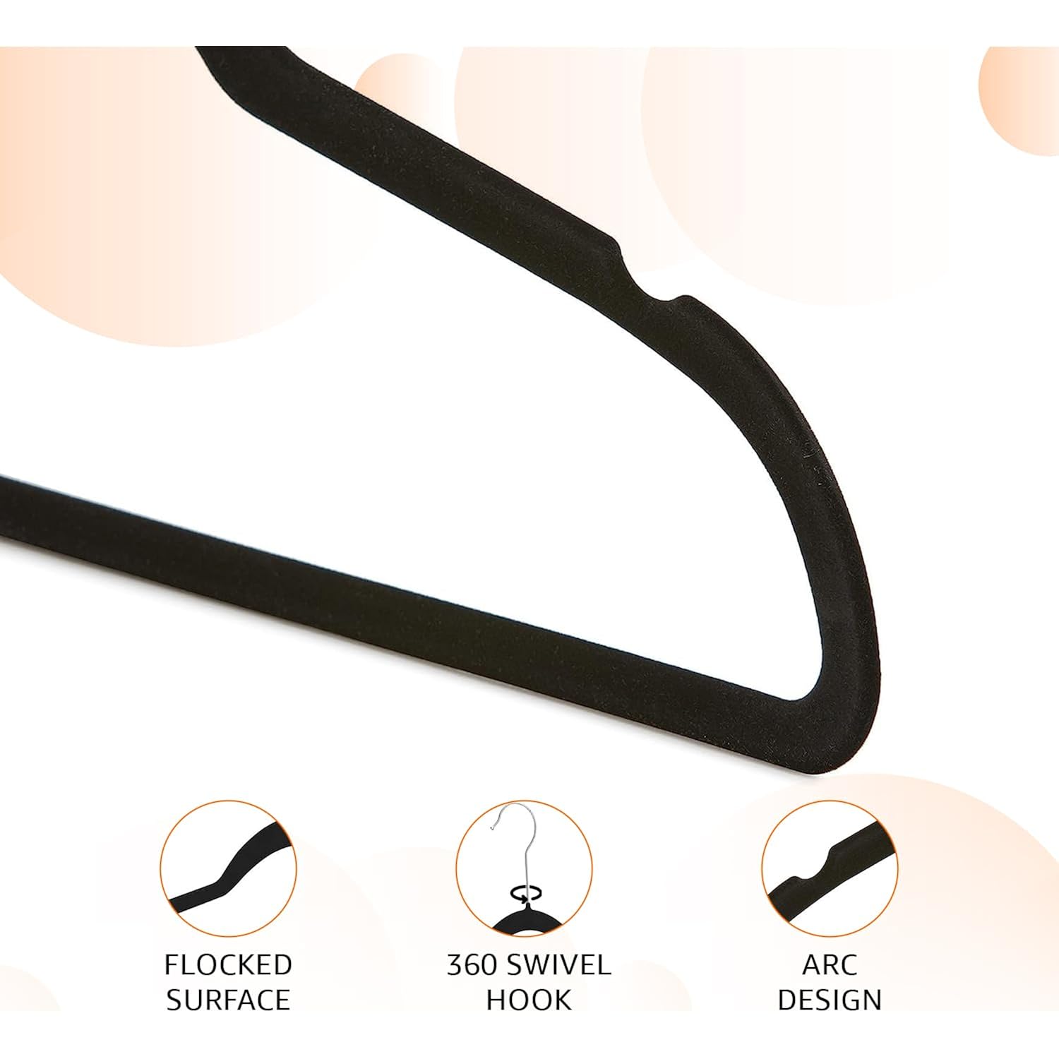 Amazon Basics Slim Velvet Non-Slip Space Saving Suit Clothes Hangers For Closet Organization, Black/Silver, 30-Pack
