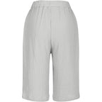 Womens Bermuda Shorts Summer Casual Wide Leg Knee Length High Waisted Cotton Long Shorts with Pockets Beach Outfits