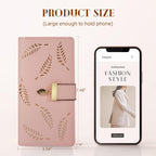 Sweet Cute Chocolate Women's Long Leaf Bifold Wallet Leather Card Holder Purse Zipper Buckle Elegant Clutch Wallet Handbag for Women - Pink