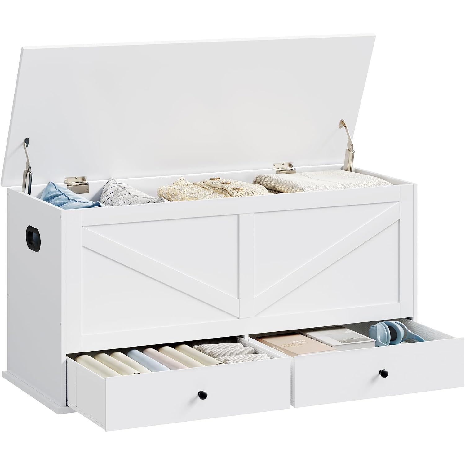 Vasagle Storage Chest, Storage Bench With 2 Fabric Drawers, Farmhouse Style, For Entryway, Bedroom, Living Room, 15.7 X 39.4 X 19.9 Inches, Cloud White Ulsb043W01