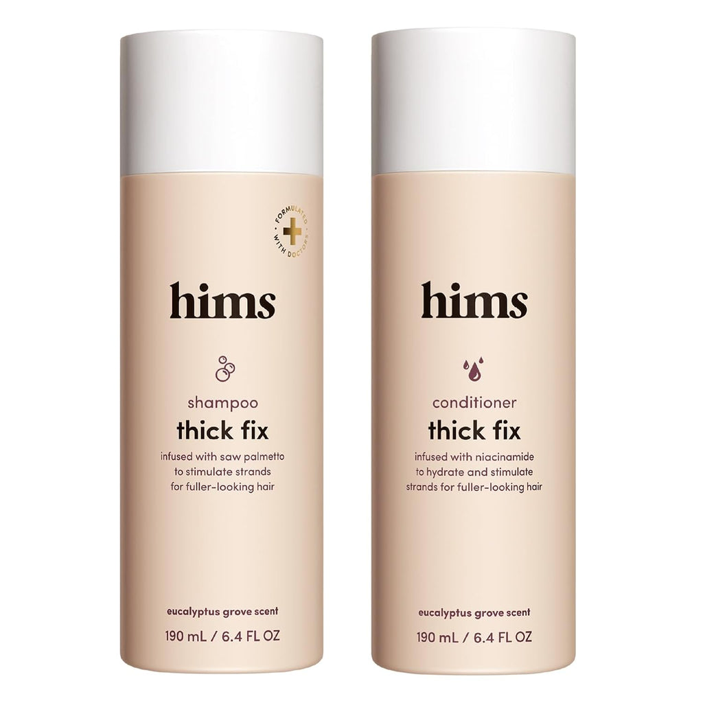 Hims Thick Fix Shampoo & Conditioner Set - Saw Palmetto For Healthy Hair Growth & Thickening - Scalp Cleansing - Vegan, Sulfate-Free & Cruelty-Free - Eucalyptus Scent, 6.4 Fl Oz