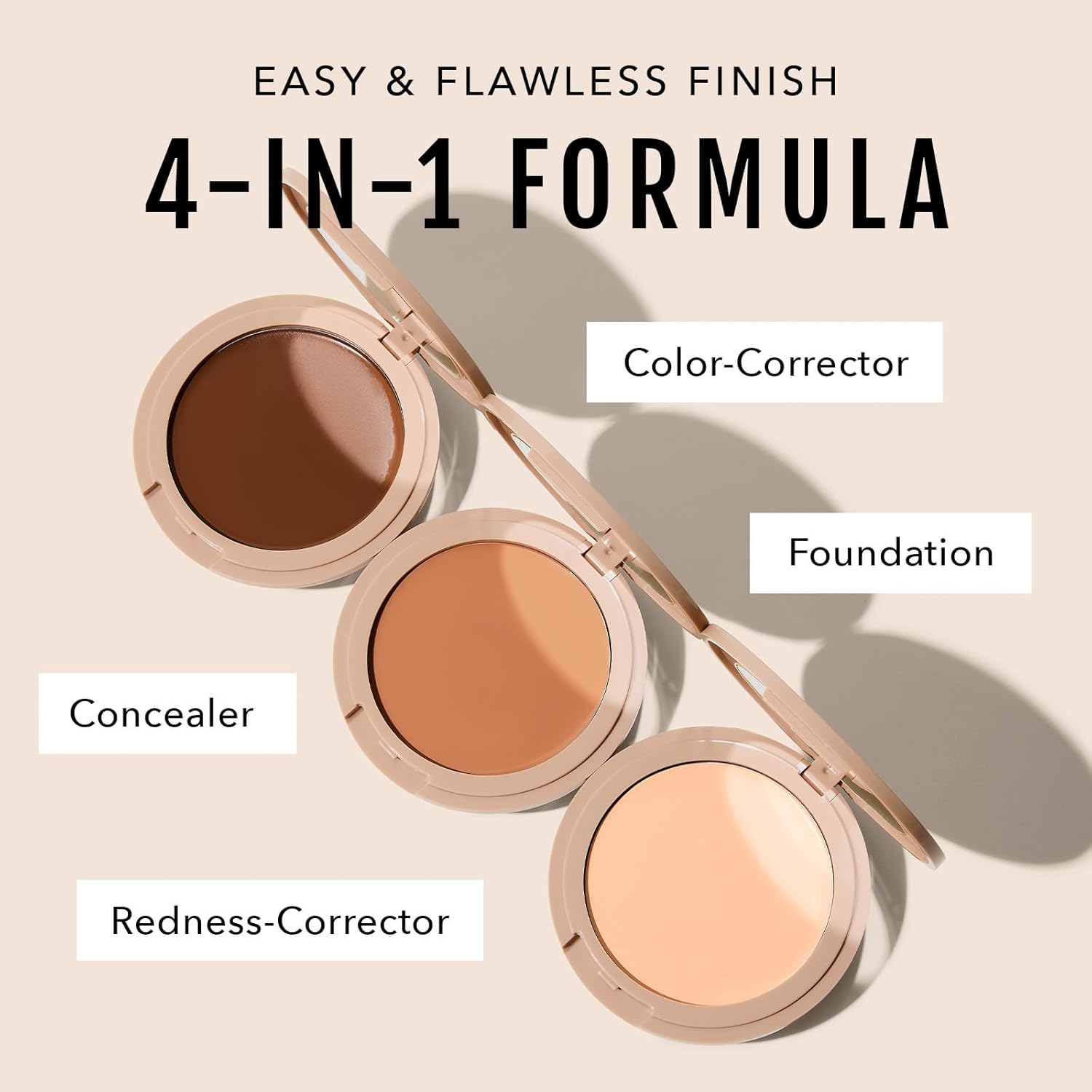 No Makeup Makeup Foundation + Brush Duo, Cream-Balm Formula Conceals, Corrects and Camouflages with Skin-Tone Adaptive Flexshade Technology, Buildable, Long-Lasting, Cruelty-Free, Vegan, Light