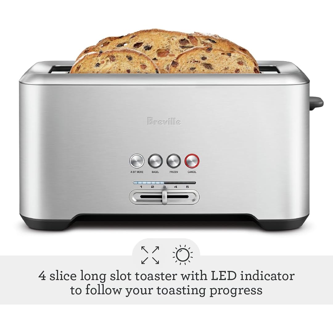 Breville Bta730Xl Bit More Toaster, 4 Slice, Brushed Stainless Steel