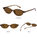 Pro Acme Retro Oval Sunglasses for Women Chic Cat Eye Y2K Trendy Narrow Sunnies Designer Sun Glasses Brown Frame/Brown Lens + Black Frame/Grey Lens + Leopard Frame/Brown Lens