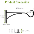 11 Inch 2 Pack Heavy Duty Plant Hangers Outdoor, Metal Plant Brackets For Hanging Baskets, Plant Wall Hooks For Bird Feeders, Wind Chimes & Lanterns, Premium Metal Hooks Matte Black, 30Lbs Capacity