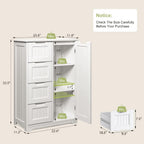Gizoon Small Kitchen Coffee Bar Cabinet With Door And Shelves, Kitchen Sideboard Buffet Cabinet With 4 Drawers Small Pantry For Kitchen And Living Room, White, Painted