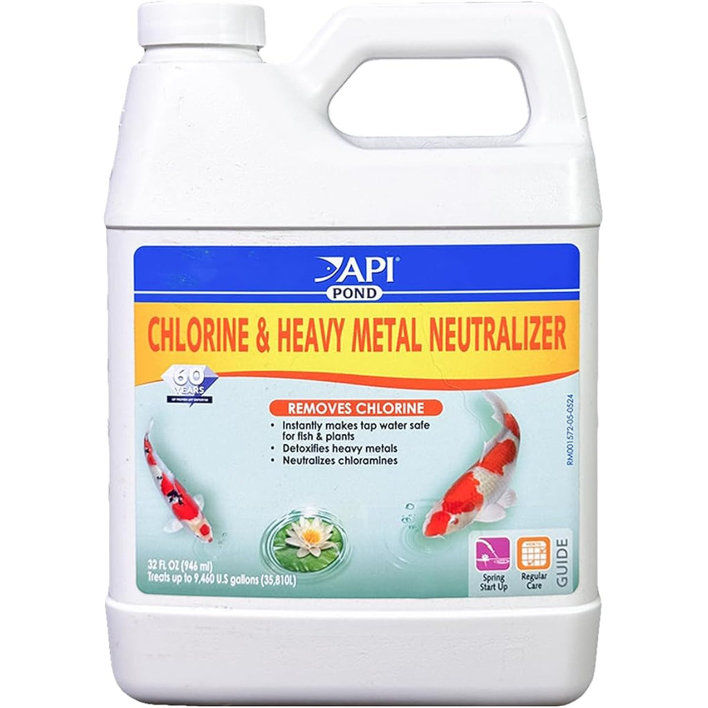 Api Pond Chlorine & Heavy Metal Neutralizer Pond Water Neutralizer 32-Ounce Bottle