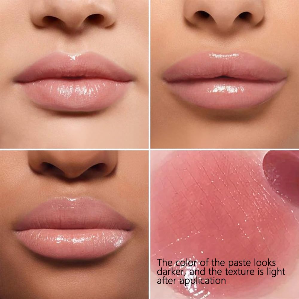 FeiCuiYun Pink Honey Tinted Lip Balm Lip Gloss Lipstick, Sheer Hydrating Lip Gloss Tint, Moisturizing Lip Color for All Skin Tones, Nourishing Lip Balm with a Hint of Natural Black Cherry