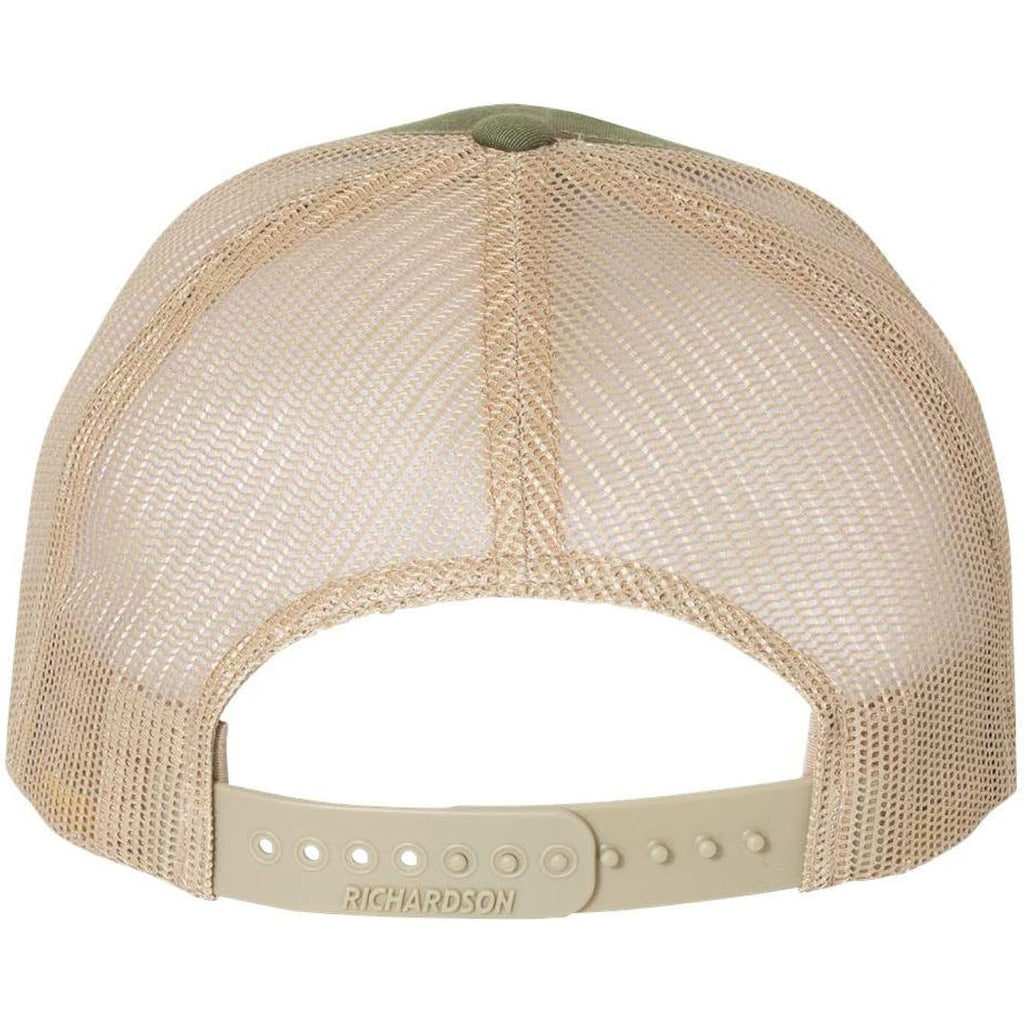 Printed Five-Panel Trucker Cap by Cotton Paperie Army Olive Green/ Tan