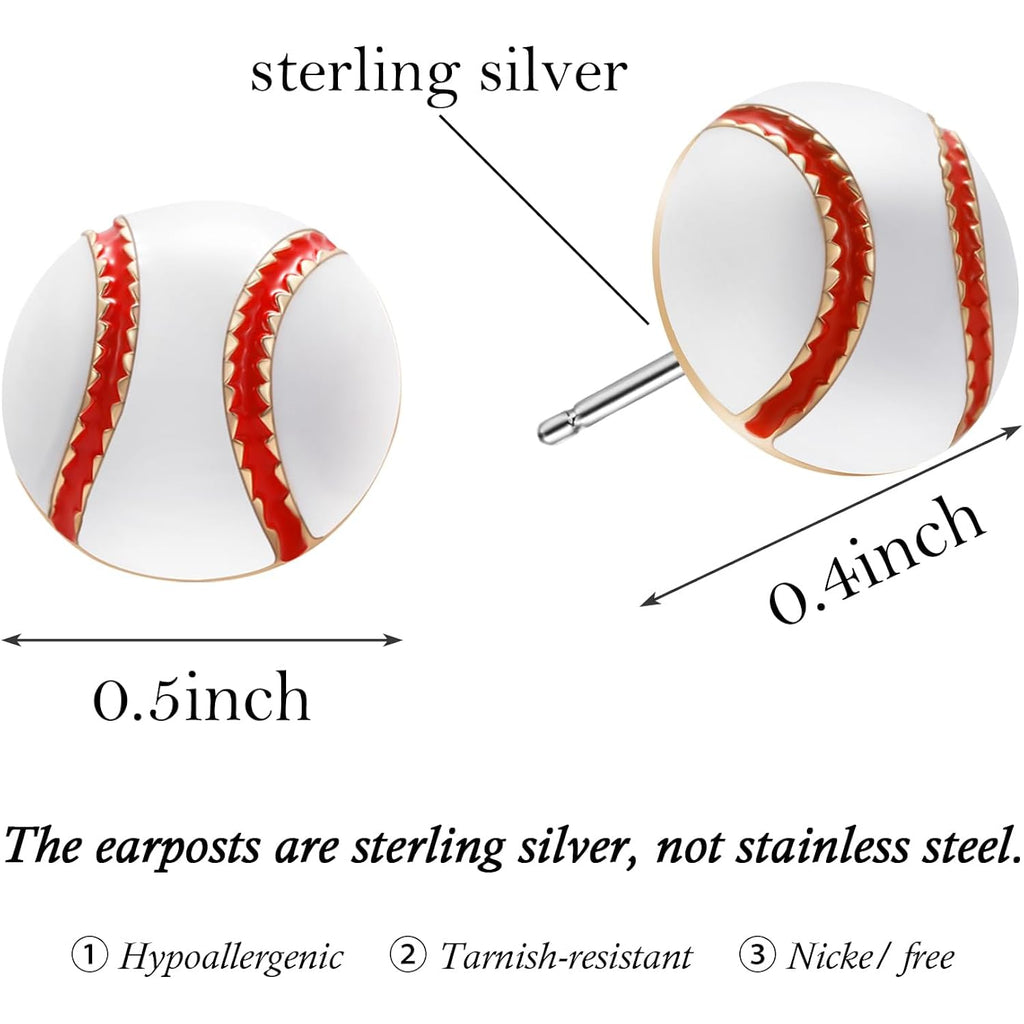 SmileBelle Baseball Earrings for Women, Sterling Silver Baseball Studs Matching Softball Mom Outfits Hypoallergenic Sports Earrings for Teen Fans Accessories as Birthday Game Day Gifts