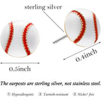 SmileBelle Baseball Earrings for Women, Sterling Silver Baseball Studs Matching Softball Mom Outfits Hypoallergenic Sports Earrings for Teen Fans Accessories as Birthday Game Day Gifts