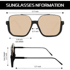 Guvivi Retro Oversized Aviator Sunglasses For Women Men Square Double Bridge Pilot Sun Glasses 70S Trendy Shades