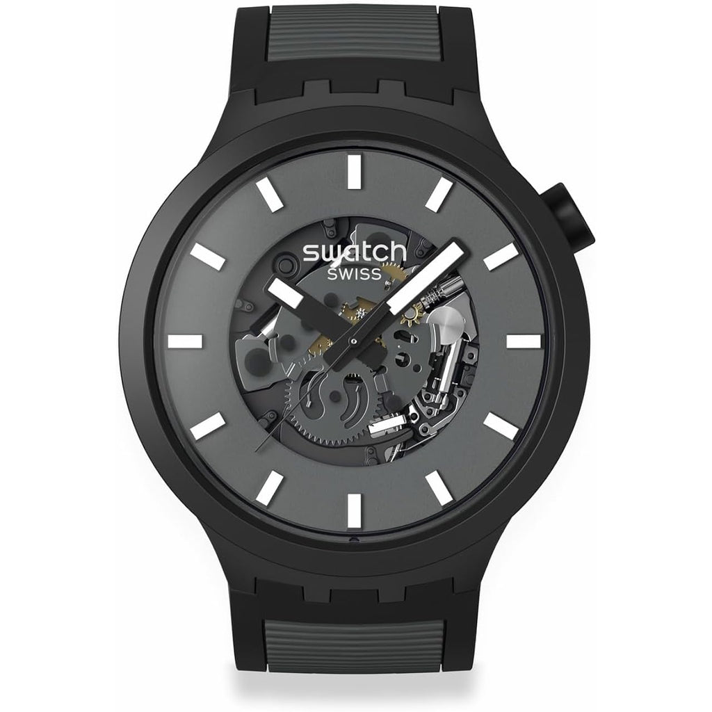 Swatch Big Bold Biosourced Lacquered Unisex Watch Casual Polymer Black Automatic Waterproof Past The Horizon