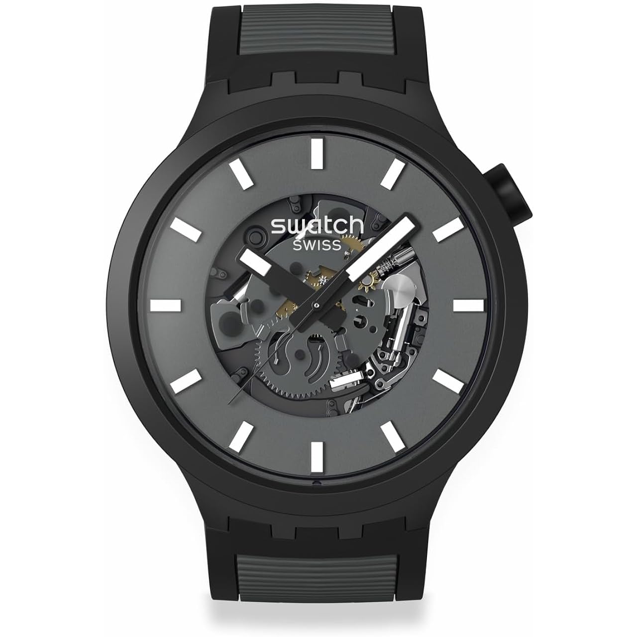 Swatch Big Bold Biosourced Lacquered Unisex Watch Casual Polymer Black Automatic Waterproof Past The Horizon