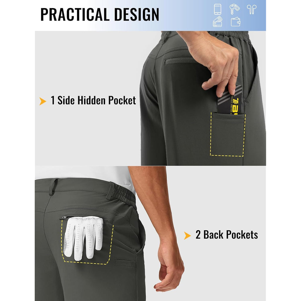 Rdruko Men'S Stretch Golf Shorts 9" Quick Dry Lightweight Elastic Waist Waistband Flat Front Dress Shorts With 5 Pockets