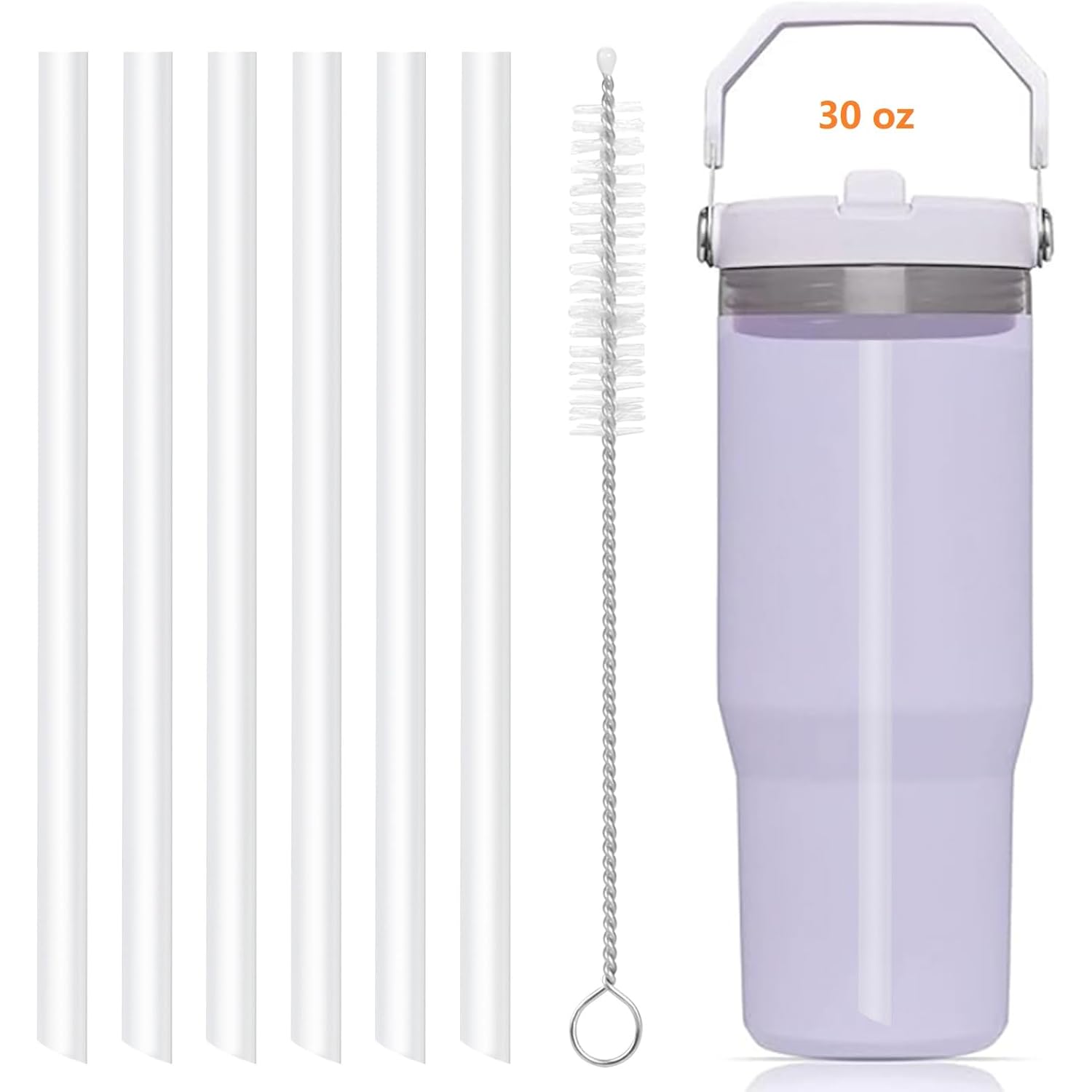 Replacement Straws - Only Compatible With 30 Oz & 64 Oz (Old Model) Stanley Iceflow Flip Straw Tumbler-Accessories Included 6 Straws,1 Cleaning Brush