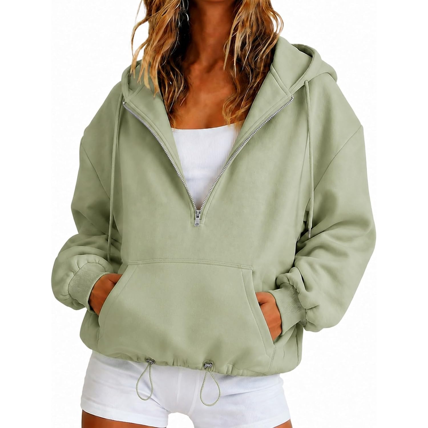 Womens Zip Up Hoodies Oversized Soft Cotton Long Sleeve Zipper Sweatshirts Casual Fall Baggy Hoodies With Pockets