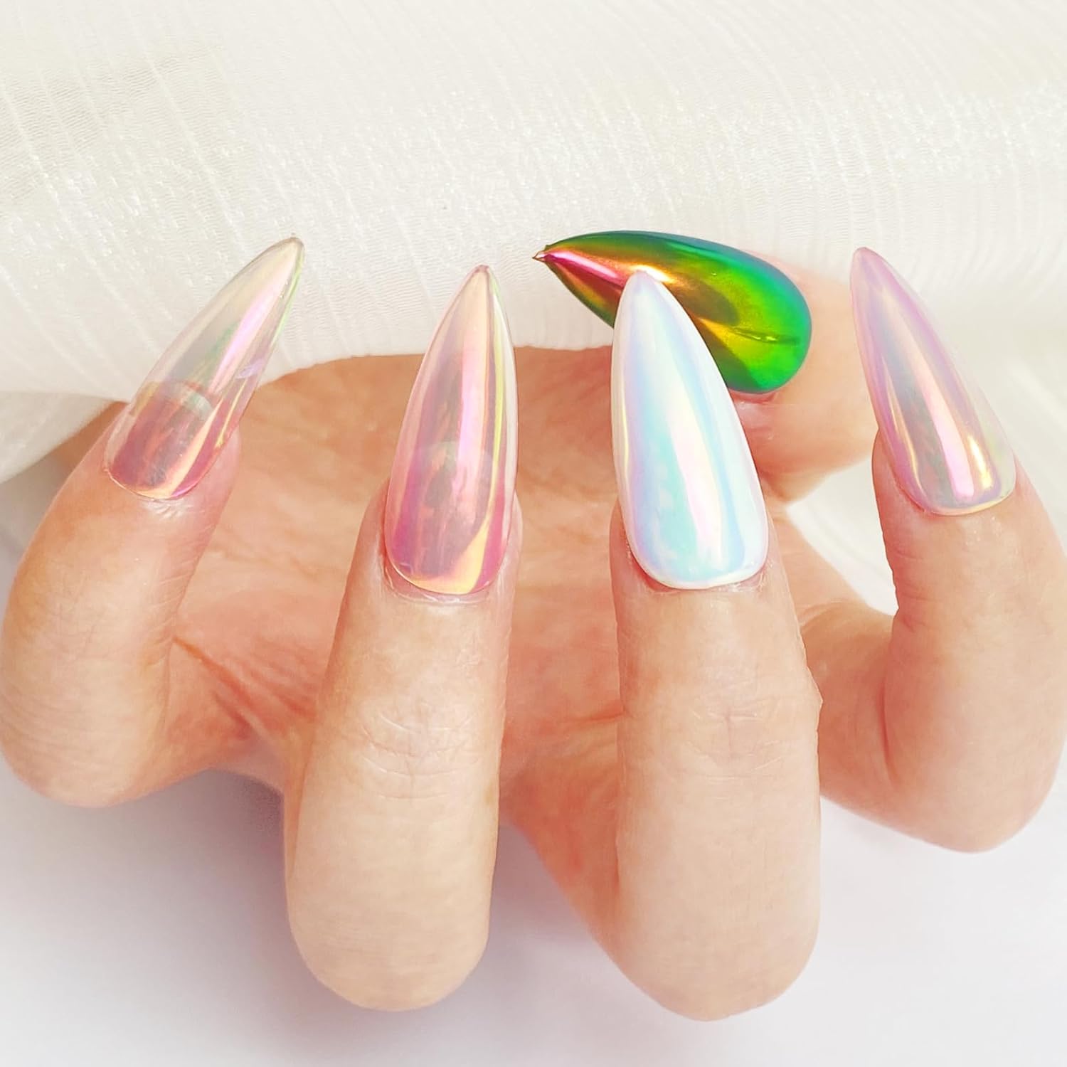 FNNZ Unicorn Chrome Nail Powder, Aurora Unichrome Mermaid Aurora Nail Powder Pigment Pearlescent Nail Art Glitter Decoration for Home DIY Nail Salon Manicure - Romantic Jardin