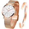 OLEVS Womens Watch Gifts Set with Bracelet Rose Gold for Lady Female Minimalist Simple Slim Thin Casual Dress Analog Quartz Wrist Watches Waterproof Two Tone