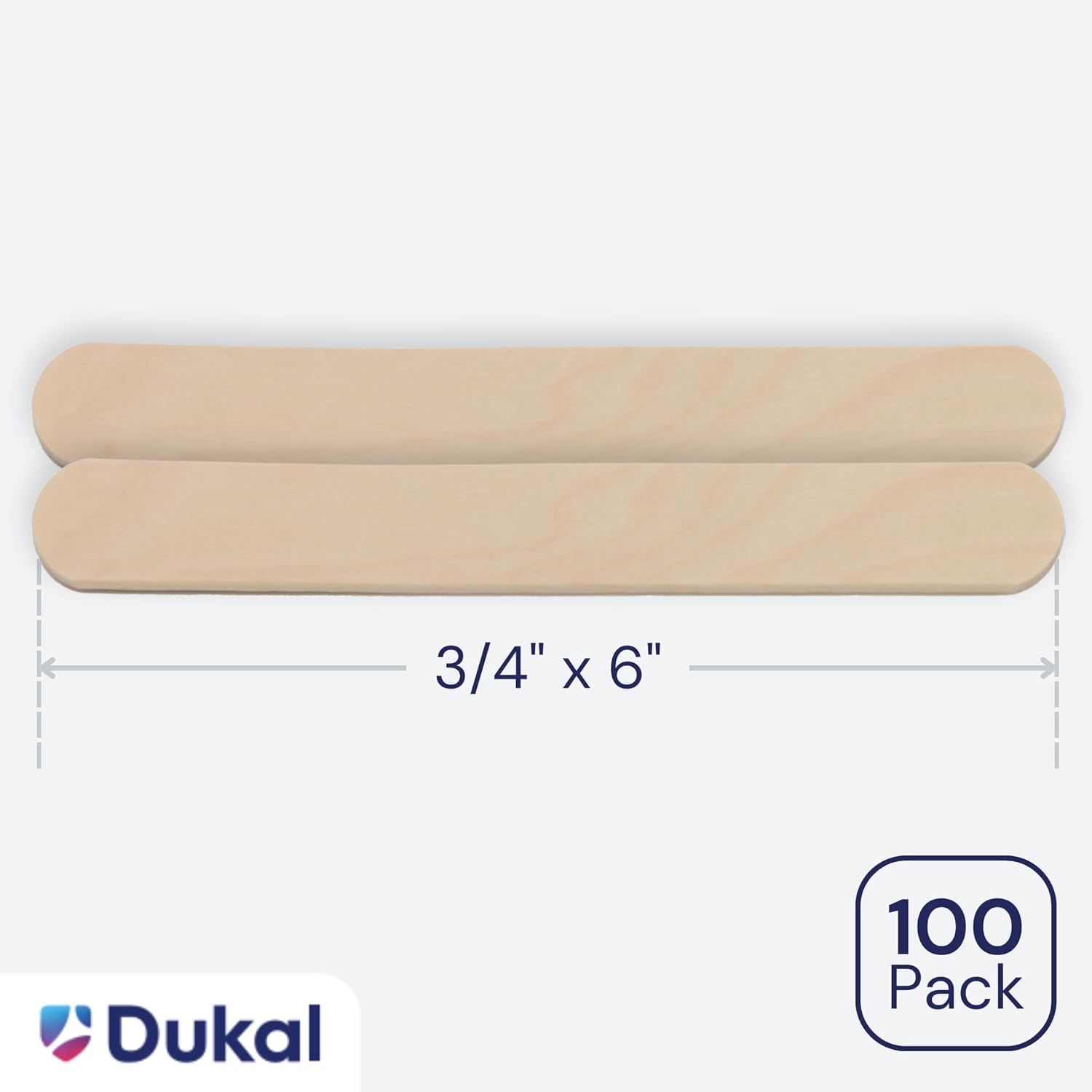 Dukal Large Wooden Wax Sticks - Body Hair Removal Applicator for Waxing, ¾” x 6” (Pack of 100)