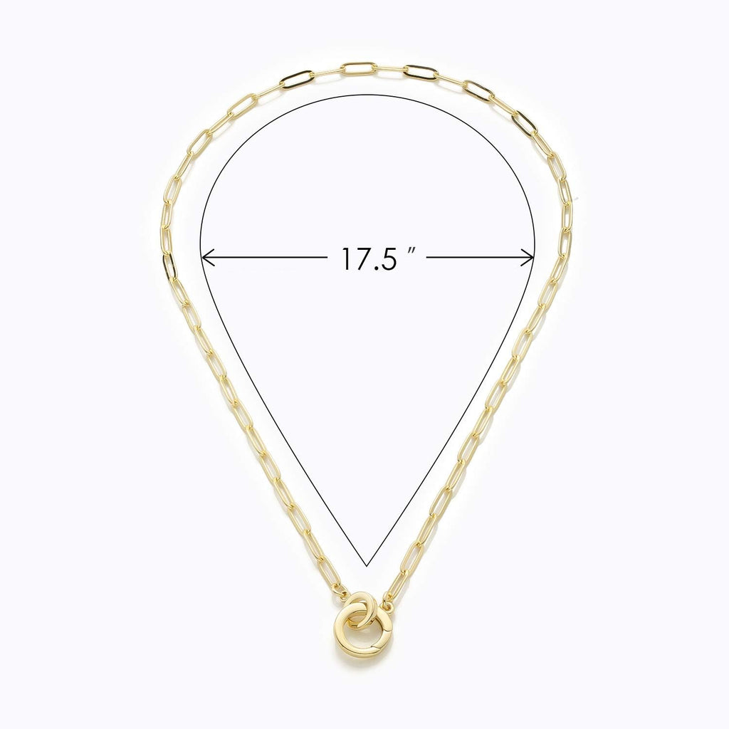 LANE WOODS Paperclip Necklace Pendant: 14K Gold Plated Dainty Link Chain Jewelry for Women