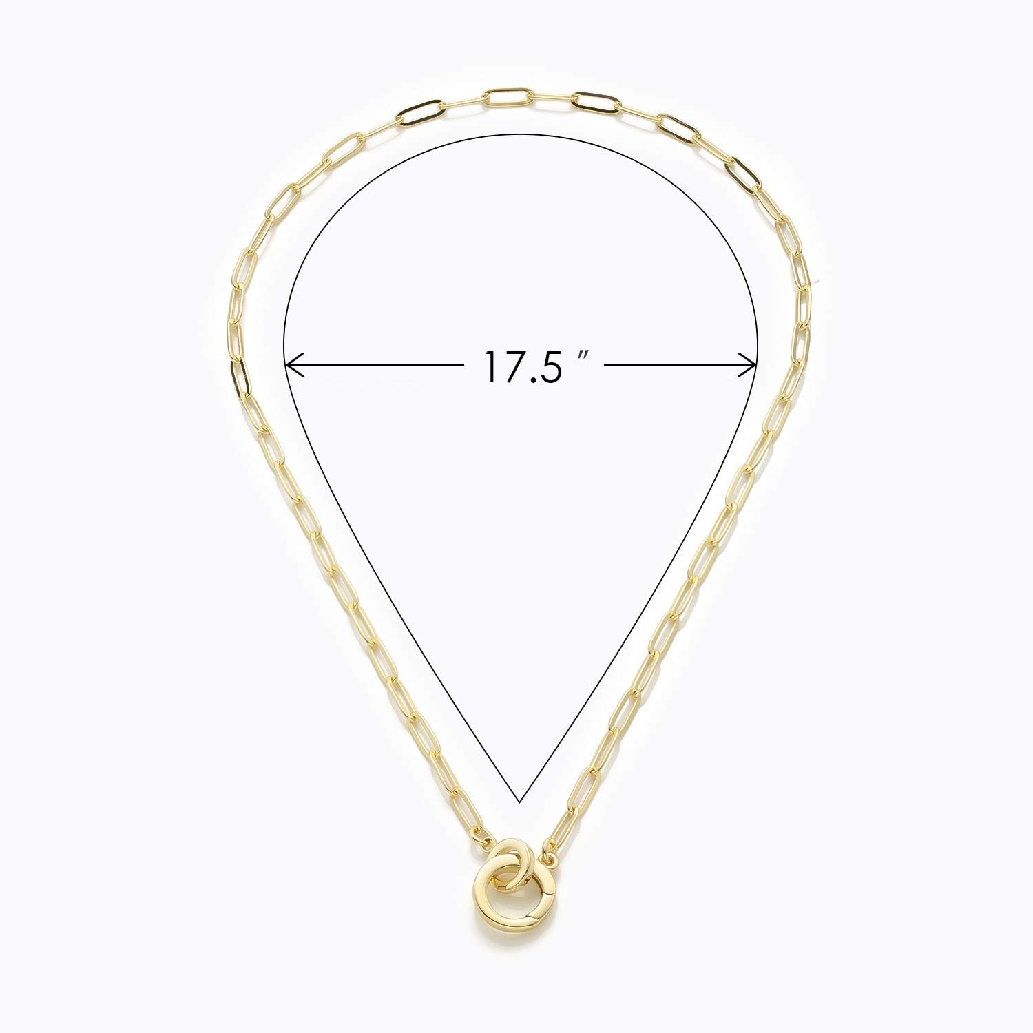 LANE WOODS Paperclip Necklace Pendant: 14K Gold Plated Dainty Link Chain Jewelry for Women