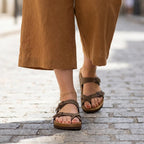 Cushionaire Luna Sandals For Women, Cork Footbed Womens Sandals For Summer Comfort With Adjustable Straps, Wide Width Available