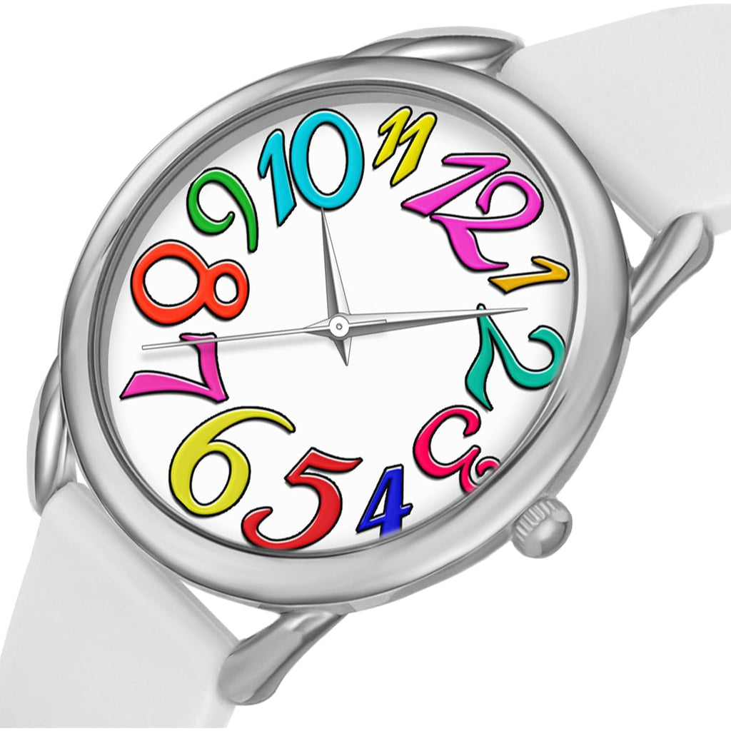 Bisley Watch for Women Big Face Colorful Arabic Numeral Easy to Read Soft Silicone Strap Watch