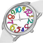 Bisley Watch for Women Big Face Colorful Arabic Numeral Easy to Read Soft Silicone Strap Watch