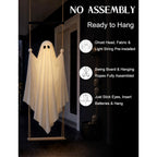 Halloween Decorations Outdoor 3.7Ft Pre-Assembled Hanging Swing Ghost With Remote Lights Spooky Hanging Ghosts For Porch Yard Tree Party