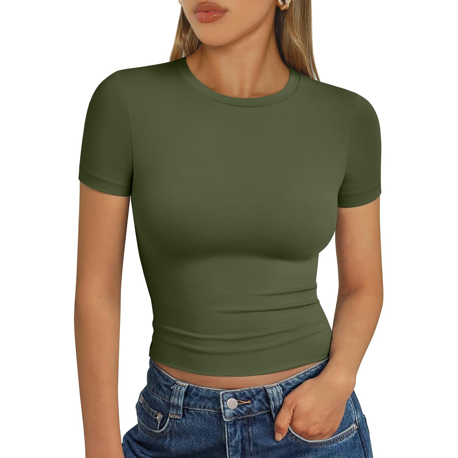 Trendy Queen Womens Short Sleeve T Shirt Buttery Soft Summer Tops Basic Tees