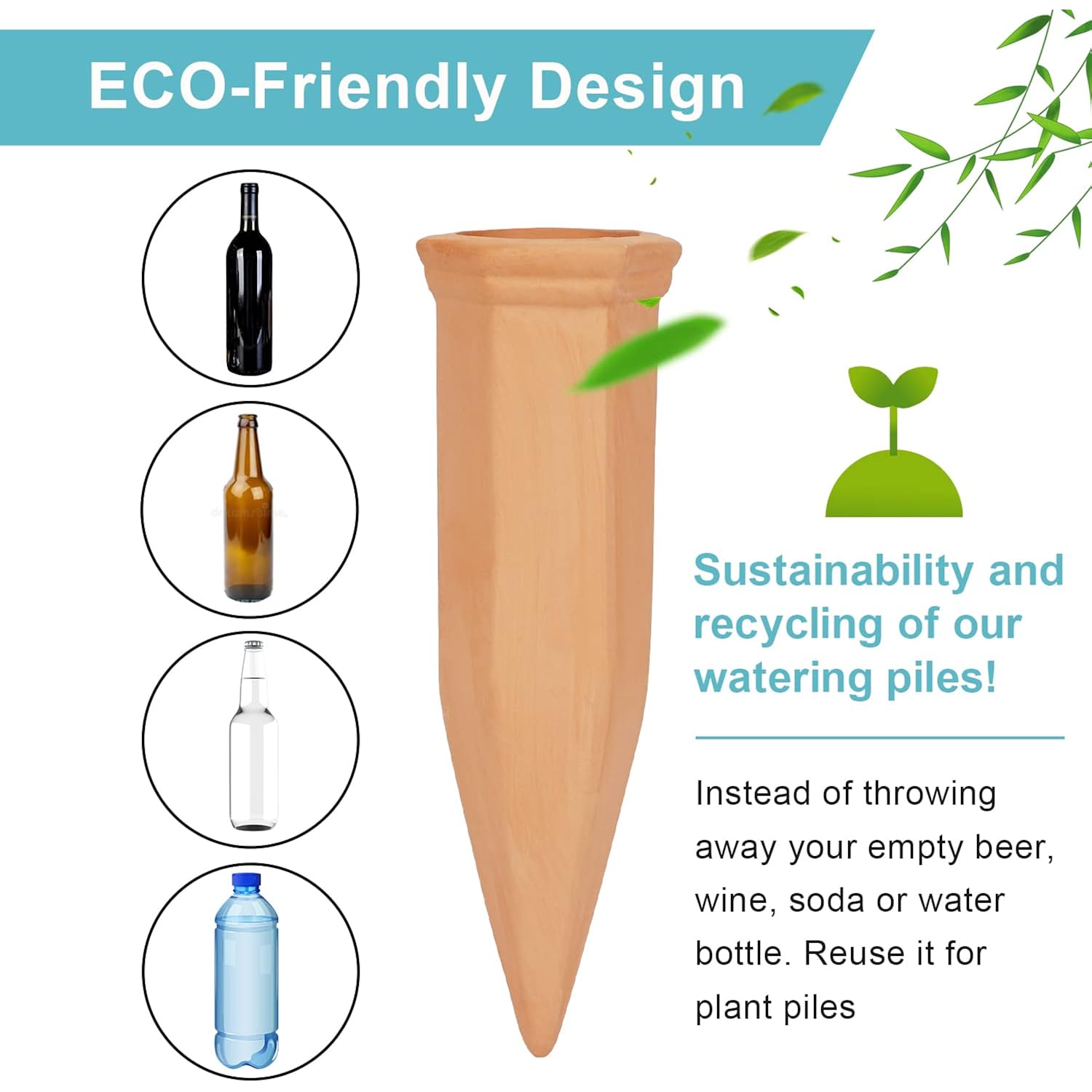 10 Pieces Of Plant Watering Piles, Plant Watering Devices,Plant Water Seepage Devices, Clay Self Watering Nails, Used For Automatic Watering Systems For Indoor And Outdoor Plants In Vacation Homes