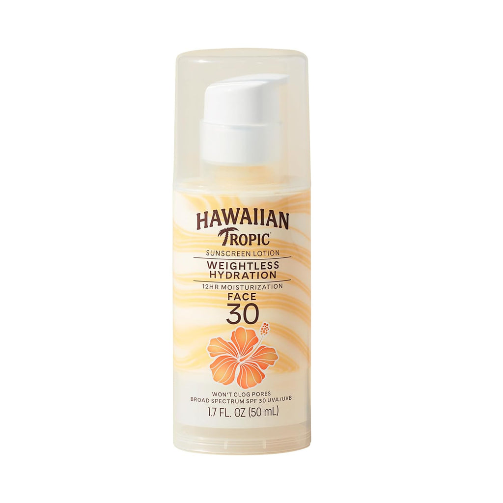 Hawaiian Tropic Weightless Hydration Lotion Sunscreen For Face Spf 30, 1.7Oz | Travel Size Sunscreen Lotion, Beach Essentials, Sun Protection, Travel Sunblock Face, Summer Essentials, 1.7 Fl Oz