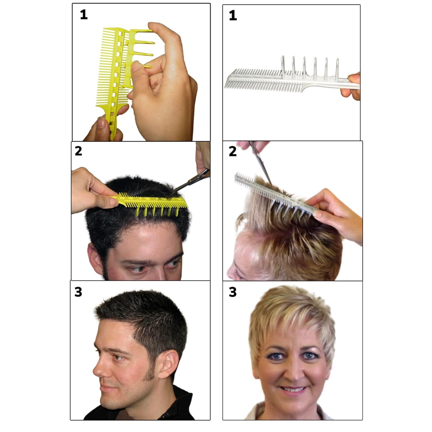 Scissor Clipper Over Comb Hair Cutting Tool - Diy Home Hair Cutting Guide Comb Set (Classic Set, Yellow)