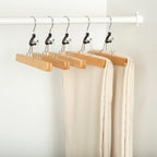 Amazon Basics Sturdy Wooden Pants Hangers For Closet Organization, Natural, 10-Pack