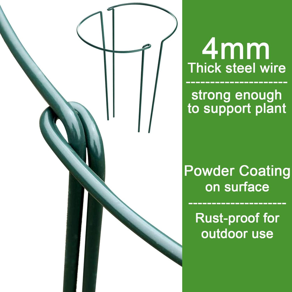 Higift Plant Support Stakes, 6 Pack Metal Peony Cages And Supports, Garden Stakes Plant Support Cage, Large Plant Support Ring For Outdoor Indoor Snake Plant Peony Rose Flowers Vine (10" W X 15.8" H)