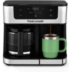 Pantrymade Dual Brew Coffee Maker | 12 Cup Glass Carafe & Single Serve K-Cup Combo | Programmable Touchscreen Coffee Machine for Ground Coffee or Pods | Auto Shut-Off, Black