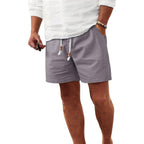 Comdecevis Men'S 5" Linen Shorts Casual Elastic Waist Drawstring Shorts For Lounge Summer Beach Vacation