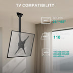Wali Ceiling Tv Mount For 26-65 Inch Lcd Led Oled 4K Tvs, Hanging Pole Ceiling Mount Tv Bracket Up Down, Tv Ceiling Mounts For Gym Patio Gazebo, Up To 110 Lbs, Max Vesa 400X400Mm (Cm2665), Black