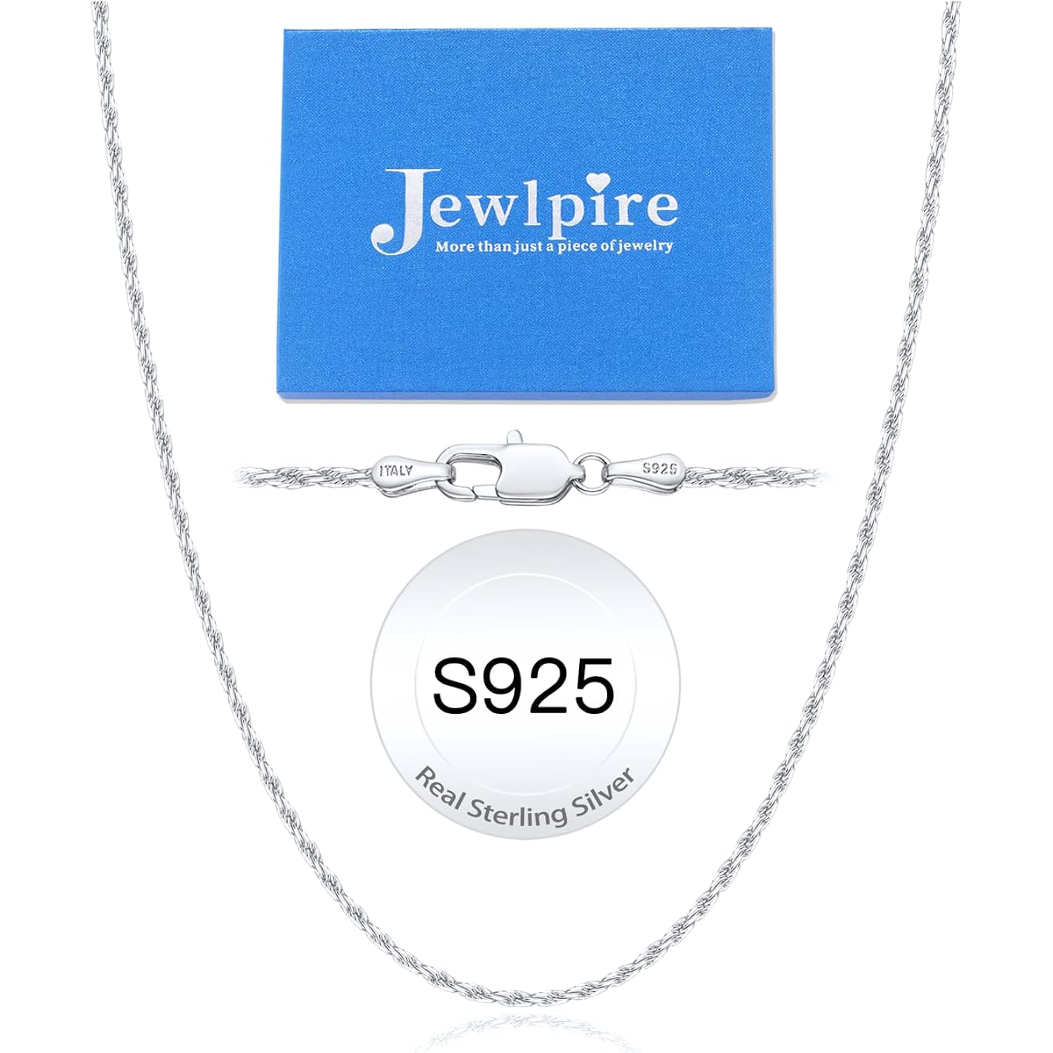 Jewlpire 1.5mm Rope Chain 925 Sterling Silver Chain Necklace for Women, 14K Gold Plated Chain for Women Sturdy Women's Chain Necklaces, 16 18 20 22 24 26 Inch